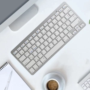 (French AZERTY Layout)Wireless Keyboard Portable Compact Bilingual - Picture 1 of 12