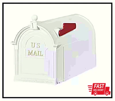 Ambrose 白色邮政安装邮箱大号塑料住宅家用邮箱 — 第 1/3 张图片