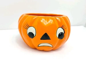 Maceta de cerámica vintage antropomórfica calabaza Jack O linterna decoración de cuenco de caramelo - Imagen 1 de 9