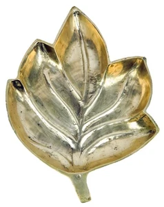 Vintage massive Messing Blatt Tablett 8-1/16" x 5-15/16" x 1/2" (L x B x T) schöne Patina - Bild 1 von 6