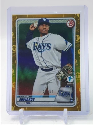 XAVIER EDWARDS 2020 BOWMAN DRAFT 1ST EDITION GOLD FOIL RAYS /50 Q3882 - Image 1 of 2