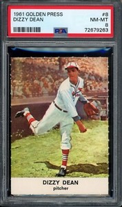 1961 Golden Press #8 Dizzy Dean PSA 8 St. Louis Cardinals HOF Baseball Card