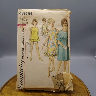Vintage Sewing PATTERN Simplicity 4506, Women Maternity Dress Top and Shorts - Image 1 of 3