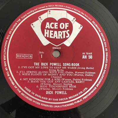 DICK POWELL Song Book UK Import ACE OF HEARTS Lp Vinyl Record - Image 1 of 4