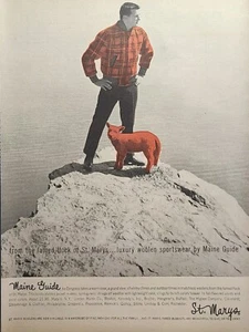 Maine Quide Plaid Jacket Pink Lamp Wool Saint Mary's Flock Vintage Print Ad 1958 - Picture 1 of 4
