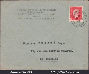 FRANCE LETTRE GRIFFE FORTERESSE DE LA ROCHELLE CACHET NON PARVENU DU 31/12/1944 - Picture 1 of 2