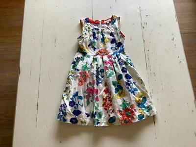 Mini Vestido Boden Mescla de Linho Multicolorido Estampa Floral Sem Mangas Saia Completa 5-6Y - Imagem 1 de 4