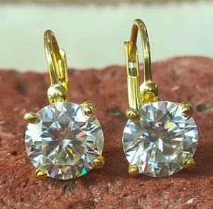 Pendientes de solitario de diamantes blancos tratados con certificación 6,00 quilates, plata 925 - Imagen 1 de 7