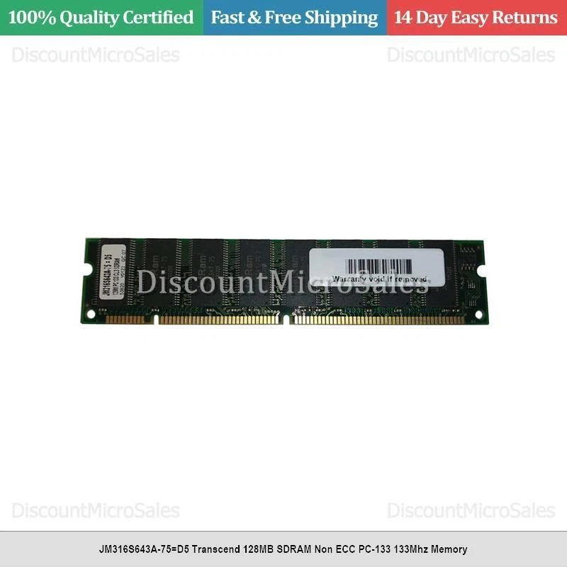 JM316S643A-75=D5 Transcend 128MB SDRAM Non ECC PC-133 133Mhz Memory - Image 1 of 1