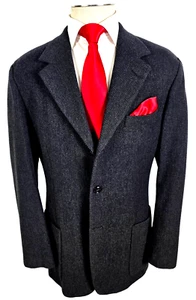 Vtg Banana Republic Tweed Wool Sport Coat Charcoal Diagonal Striped 44R ITALY! - Picture 1 of 15