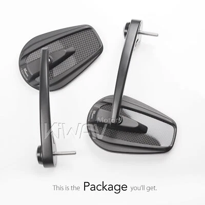 Espejos retrovisores de extremo de barra de motocicleta Mamba fibra de carbono real negro M6 perno barra roscada Foto 1 de 4