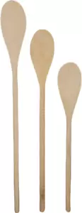 3 Piece Long Handle Wooden Mixing Spoon Set - 10 12 and 14 Long (1 Set) - Picture 1 of 4