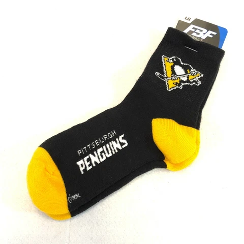 FBF PITTSBURGH PENGUINS NHL Hockey Black Gold SOCKS Men’s Size Large (10-13) Cover
