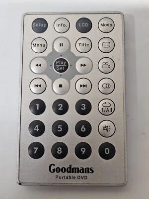 GENUINE ORIGINAL GOODMANS GDVD67W2LCD PORTABLE DVD REMOTE CONTROL - Image 1 of 4