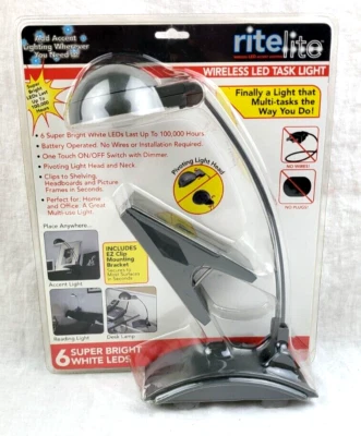 New Rite Lite Wireless 6 LED Task Light Battery Operated Black LPL610 - Image 1 of 2