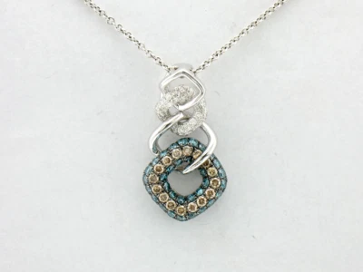 Colar pingente LeVian ouro branco 14K G-H SI1 diamante chocolate 0,48 cts 18" - Imagem 1 de 4