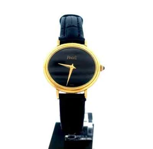 Piaget Ladies Gold Watch Vintage 18k Yellow Oval Manual Wind Leather Band - Picture 1 of 7