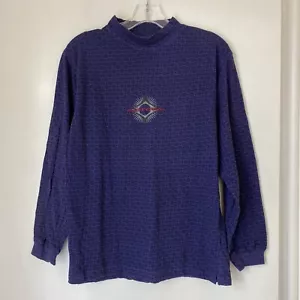 Vtg 90s Gotcha Surf Sz L Blue Long Sleeve Embroidered Shirt Top Single Stitch - Picture 1 of 6
