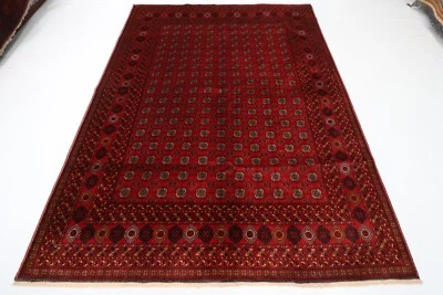 7 x 9 ft Bokhara Fine Red Area Rug Afghan Hand Knotted Wool Tribal Oriental Rug - Image 1 of 4
