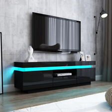 TV Cabinet Stand Entertainment Unit LED TV Console Table 2 Doors 1 Drawer Black