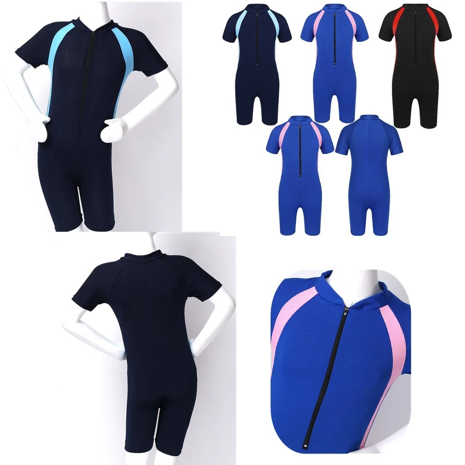 AGOKY DE Kinder Badeanzug Kurzarm Schwimmanzug Taucheranzug Reißverschluss Bademode