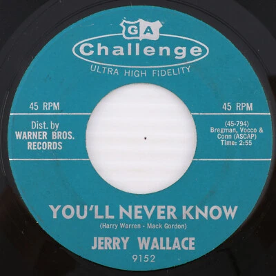 Jerry Wallace – You'll Never Know / Here I Go - 45 rpm - 1962 7" Record 9152 - Image 1 of 4