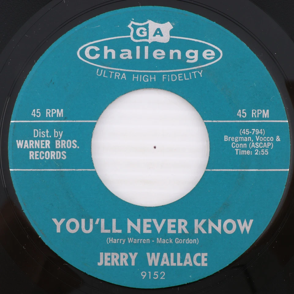 Jerry Wallace – You'll Never Know / Here I Go - 45 rpm - 1962 7" Record 9152 - Image 1 of 4