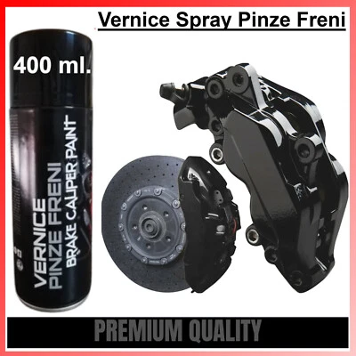 VERNICE SPRAY PER PINZE FRENI NERO LUCIDO ALTA TEMPERATURA AUTO MOTO  - Immagine 1 di 4