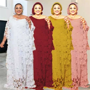 African Dashiki Lace Abaya Abaya Muslim Women Maxi Dress Jilbab Kaftan Oversize - Picture 1 of 23