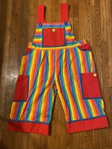 Vtg PRISCILLA MOOSEBURGER Striped Rainbow Professional Clown Bib Overall Suit 46 - Picture 1 of 20