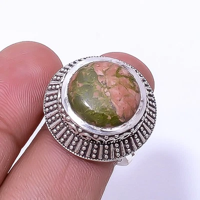 Anillo Unakite Fine Art Oxidizado Plata de Ley 925 S.7 R2122021, Regalo Navidad Foto 1 de 4