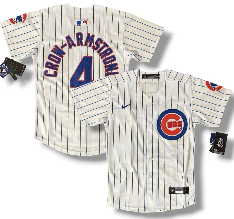 Pete Crow-Armstrong Chicago Cubs White Nike Jersey Fully Stitched - Youth Sizes