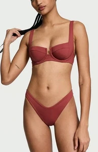 NWT Victoria's Secret Swim Suit Brazilian Bottom Bikini Set Russet Brown 36B M - Picture 1 of 9