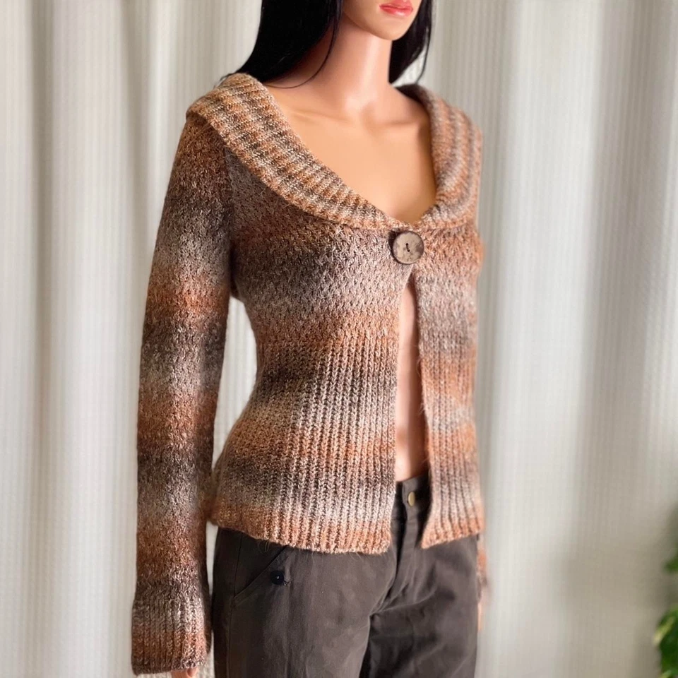 Cárdigan Suéter Tejido Ombre Naranja Marrón Dressbarn De Colección Y2K Grunge Caprichoso L Foto 1 de 4