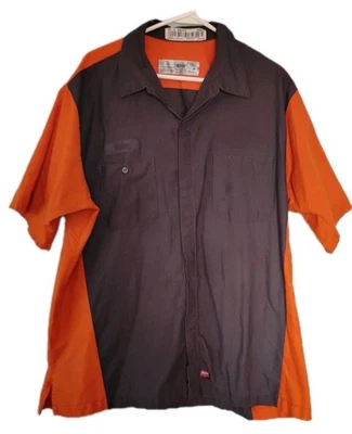 Camisa de Trabajo Red Kap XL Uniforme Técnico Mecánico Naranja Gris Manga Corta  Foto 1 de 4