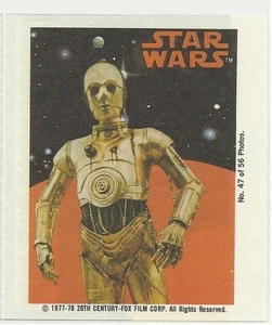 1977-78 Star Wars Sugar-Free (Topps) UNFOLDED Bubble Gum Wrapper #47 C-3PO MT! - Picture 1 of 2