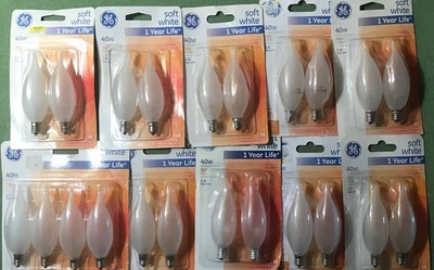 22- General Electric 40w B10 CA Light Bulbs Candelabra Base,Indoor/out,Frost New - Image 1 of 4