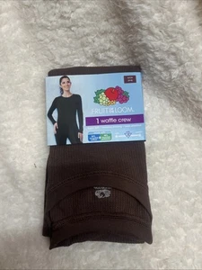 Fruit of the Loom Women's SMALL (4-6) Waffle Thermal Crew Top BROWN #10725 - Picture 1 of 12