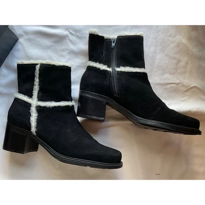 Markon Donald Black Suede Ankle Boot W/White Wool Trim 71/2 - Image 1 of 4