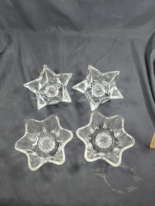 4 candelabros vintage de vidrio estrella de 5 y 6 puntos para velas cónicas de bajo perfil - Imagen 1 de 9