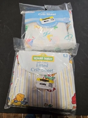 Sábanas de cuna vintage Kmart calle sésamo barcos patos nuevo algodón 28x52 Foto 1 de 4