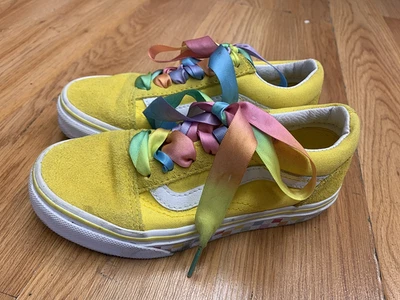 Vans Old Skool Arco Iris Cordones Lona Gamuza Amarillo Blanco Niños Zapatos Niñas Talla 12 Foto 1 de 4