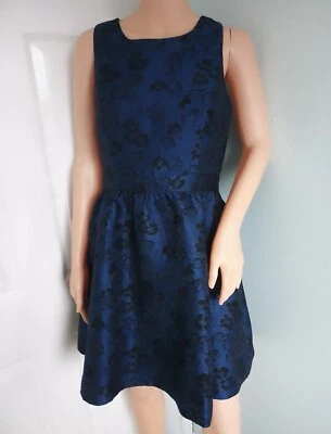 Jack Wills blue Dervean Jacquard fit & flare mini dress lining  size 10 bnwt - Image 1 of 4