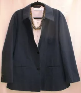 Long Blazer/Jacket, by Elizabeth (Liz Claiborne) size 14, navy Blue, Cotton - Picture 1 of 4