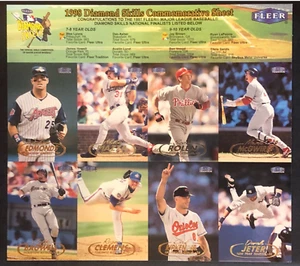 1998 Fleer Diamond Skills Commemorative Baseball Trading Card Uncut 8 Card Sheet - Picture 1 of 3