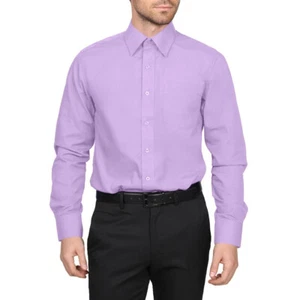 Men's Berlioni Solid Button Up Spread Collar Work Long Sleeve Dress Shirt - Picture 1 of 206