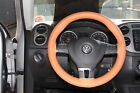New Stitch On Steering Wheel Skin Wrap Cover Orange Brown PVC Needle+Thread