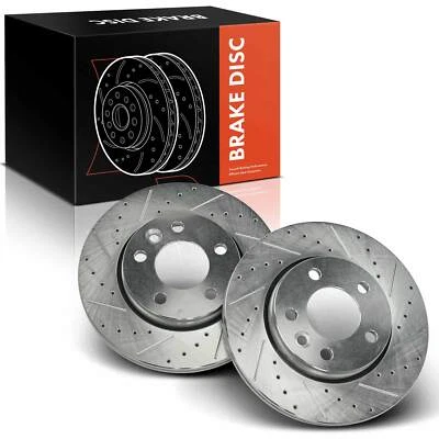 2x Rear Left & Right Drilled Brake Rotor for Volkswagen Transporter 10-19 2.0L - Image 1 of 4