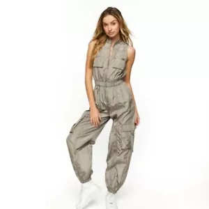 Tuta Forever 21 senza maniche cargo senza maniche grigio marrone - Foto 1 di 9