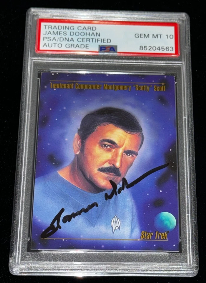 James Doohan "Beam Me Up Scotty!!" 1993 Skybox STAR TREK Signed Auto Card PSA 10 - Image 1 of 2